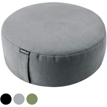 REEHUT Almohada y Cojín de Apoyo para Meditación y Yoga Zafu Relleno de Alforfón-Redonda y Orgánica de Cáñamo de Algodón