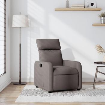 Sillón reclinable en tela gris taupe Tortora Vidaxl con reposapiés ajustable, estructura de madera, tapizado en tela suave y resistente, diseño ergonómico para mayor comodidad