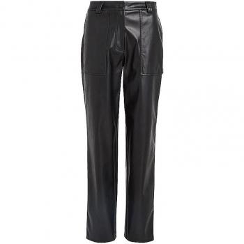 Calvin Klein Jeans Women's Black Faux Leather Straight Trousers Size S