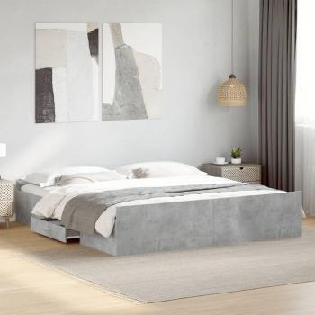 Cama con cajones de cemento gris 180x200 cm Madera multicapa