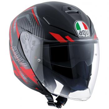 AGV Casco Moto K-5 Jet E2205 Multi, Urban Hunter Matt Negro/Rojo, L
