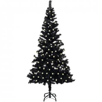 Pre-lit Black Artificial Christmas Tree with Stand 240 cm PVC