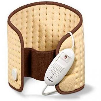 Beurer HK49 - Almohadilla electrónica cervical/lumbar/abdomen, superficie suave, lavable, 3 potencias, 100 W, 28 x 69 cm, cinturón velcro ajustable, color crema