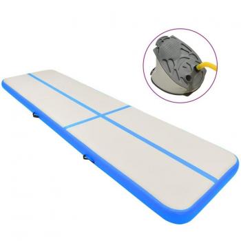Esterilla inflable de gimnasia con bomba PVC azul 700x100x20 cm