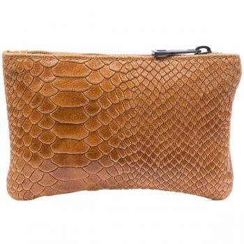 FIRENZE ARTEGIANI Cartera de piel auténtica con grabado de serpiente, estilo Seconda, fabricada en Italia