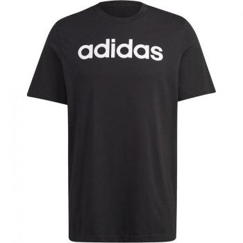 adidas Essentials Single Jersey Linear Embroidered Logo T-Shirt for Men - Black Linear - XS
