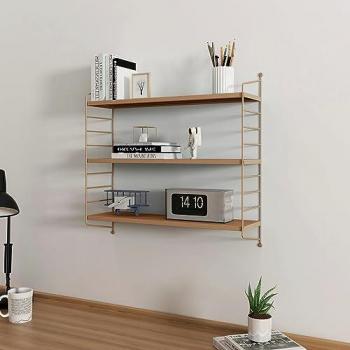 Estantería de Pared Modular Strängnäs de 3 Niveles Ajustables en Acero - 50x60x15 cm - Marrón Claro Mate