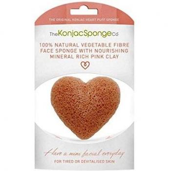 The Konjac Sponge Premium Heart Puff With Pink Clay