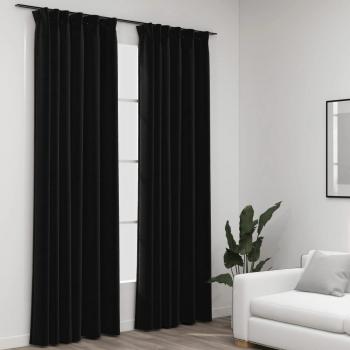 Cortinas opacas ganchos look de lino 2 pzas antracita 140x225cm Vidaxl