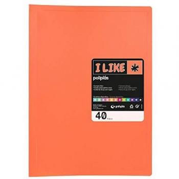 Grafoplás 1441384. Carpeta de Fundas Soldadas, 40 Fundas Transparentes, Tamaño Folio, Coral Opaco, Poliplás Like