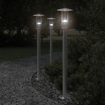 Lámpara de pie de acero inoxidable para exterior 100 cm plateada