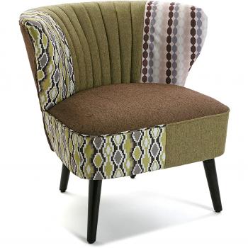 Versa 19501359 Sillón Boise, Madera y poliéster, Verde, Marrón y Beige, 75 x 73 x 73 cm