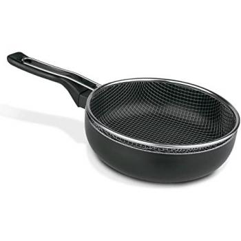 Sartén Freidora de Aluminio con Cestillo de Acero Inoxidable y Mango Tacto Goma (28 cm)