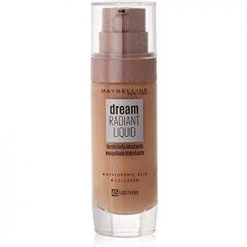 Maybelline Dream Radiant Liquid Foundation - Lightweight Hydrating Makeup SPF 18, Shade 45 Light Honey, 30ml