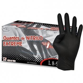 Guantes de nitrilo negro Extreme. Caja 100 uds. Talla Grande