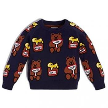 Guess Kids All Over Logo Jacquard Sweater - Regular Fit, Dark Blue