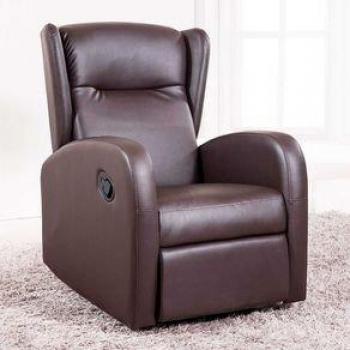 Sillón Relax Automático Home Orejero Símil Piel Marrón con Elevación Automática