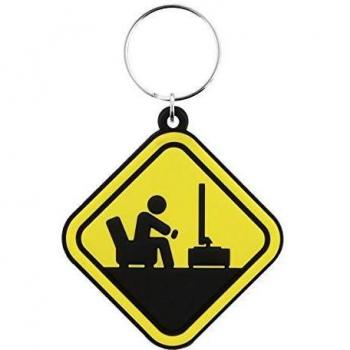 Pyramid International Gamer At Work Rubber Keychain Caution Sign 6 cm
