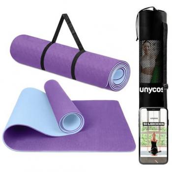 Esterilla de Yoga y Pilates Unycos 183 x 61 cm - Antideslizante, Ecológica, Portátil con Bolsa y Correa de Hombro