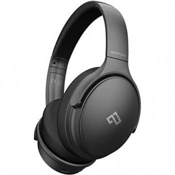 INFURTURE Active Noise Cancelling Headphones with Microphone, Wireless Over Ear Bluetooth Headphones, 3D Deep Bass, Memory Foam Ear Cups,40H Playtime for Adults, Kids, TV, Travel, Home Office