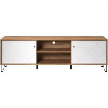 Mueble de TV 2 puertas y 2 nichos blanco mate L183 cm