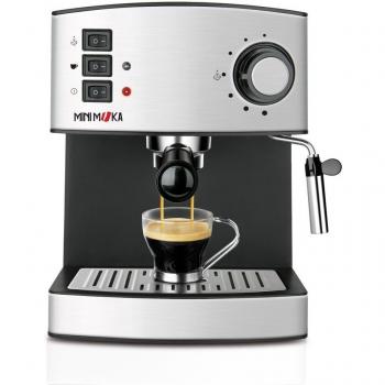 Cafetera Espresso Minimoka CM-1821 de 850W con Depósito de 1.6L, Caldera de Aluminio y Presión de 15 Bares, Acero Inoxidable