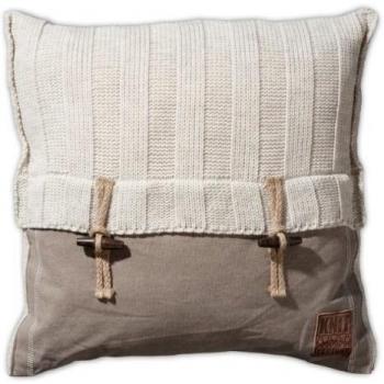 Knit Factory - 6x6 Rib Cojín - Beige - 50x50 cm