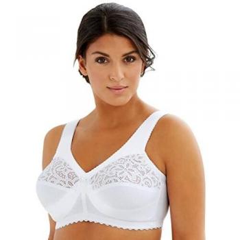 Glamorise Cotton Support MagicLift Wireless Bra - White, Size 36-C for Women