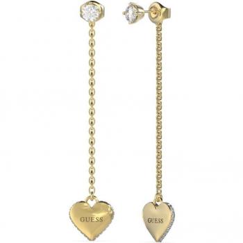 Pendientes Guess Falling In Love JUBE02235JWYGT-U para Mujer, Largos, de Acero Inoxidable Dorado con Forma de Corazón