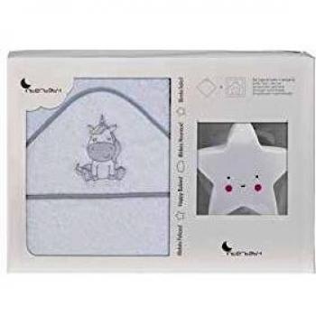Interbaby - Capa de baño Unicornio Blanco y Gris con lámpara Estrella, Unisex