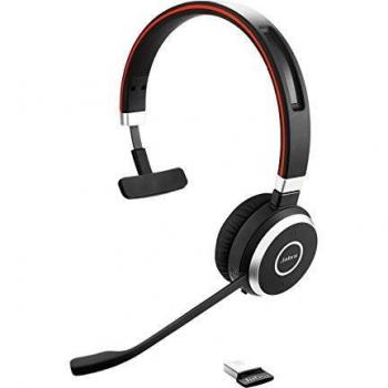 Jabra Evolve 65 UC, Auricular Inalámbrico Monoaural Optimizado para Comunicaciones Unificadas con Batería de Larga Duración, Adaptador Bluetooth USB, Negro