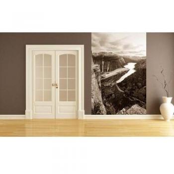 Bilderdepot24 Autoadhesivo Fotomural Trolltunga en Noruega - Sepia 150x225 cm - papel pintado - Fototapete - la fabricación made in Germany!