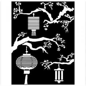 Stamperia International Stamperia – Plantilla Gruesa – Sir Vagabond en Japón – Farolillos, Translúcido, 15 x 20 cm