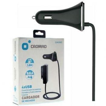 CROMAD Cargador de Mechero 9.6A 4X USB Negro