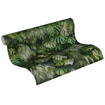 Tropical Jungle Wallpaper | Green Palm Leaves Design | Nature-Inspired Vinyl Wallcovering 0.53 x 10.05 m