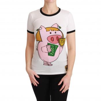 Dolce & Gabbana White Year of the Pig Top Cotton T-shirt - Size: XL (IT46)