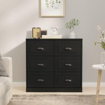 Aparador de madera contrachapada negro 70x35,5x67,5 cm - Mueble de Almacenaje de Salón, Buffet para salón, Armario Auxiliar, Armario de Almacenamiento