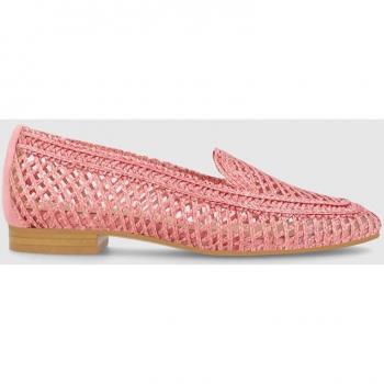 Mocasines planos de mujer en rafia trenzada de color rosa - Lodi