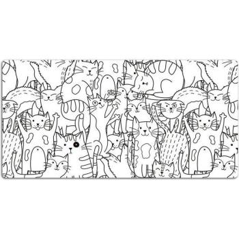 Alfombrilla de Escritorio XXL Tulup para Gaming y Oficina - Tapete Decorativo Doodle de Gatos 120 x 60 cm