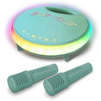 Kidywolf Karaoke Portátil Verde con 2 Micrófonos Inalámbricos