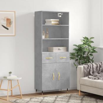 Aparador alto de madera contrachapada gris hormigón 69,5x34x180 cm