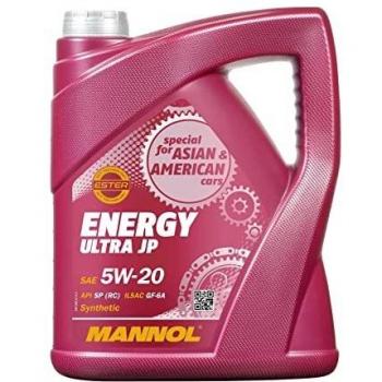Aceite de motor MANNOL Energy Ultra JP 5W-20, Sintético, 5 Litros, Compatible con BMW, FORD y RENAULT