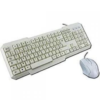 Kit Teclado y Ratón USB AZERTY Blanco con Cable, 1200 dpi, Membrana, Incluye Mouse