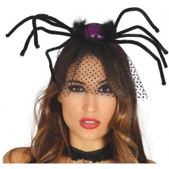 Diadema con Araña Lila y Velo