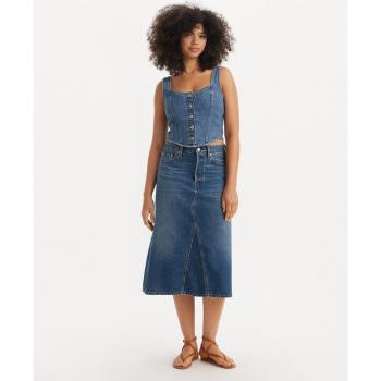 Levi's Women's High-Waisted A-Line Decon Denim Skirt in Blue, Size W24