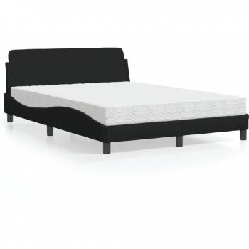 Cama con colchón tela negro 120x200 cm