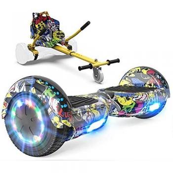 GeekMe Patinete Eléctrico Auto Equilibrio con Hoverkart,Hover Scooter Board,Balance Board + Go-Kart 6.5 Pulgadas con Bluetooth,Luces LED, Regalo para Niños, Adolescentes y Adultos