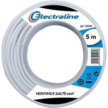 Electraline 10900, Cable para Extensiones H03VVH2-F, Sección 2x0,75 mm, 5 mt, Blanco