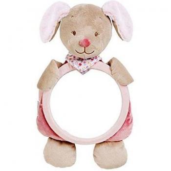 Nattou Espejo retrovisor con velcro del Perro Lali, Iris y Lali, 34 x 20 x 6 cm, Beige/Rosa