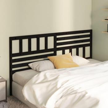 Cabecero de cama negro 206x4x100 cm madera maciza de pino
